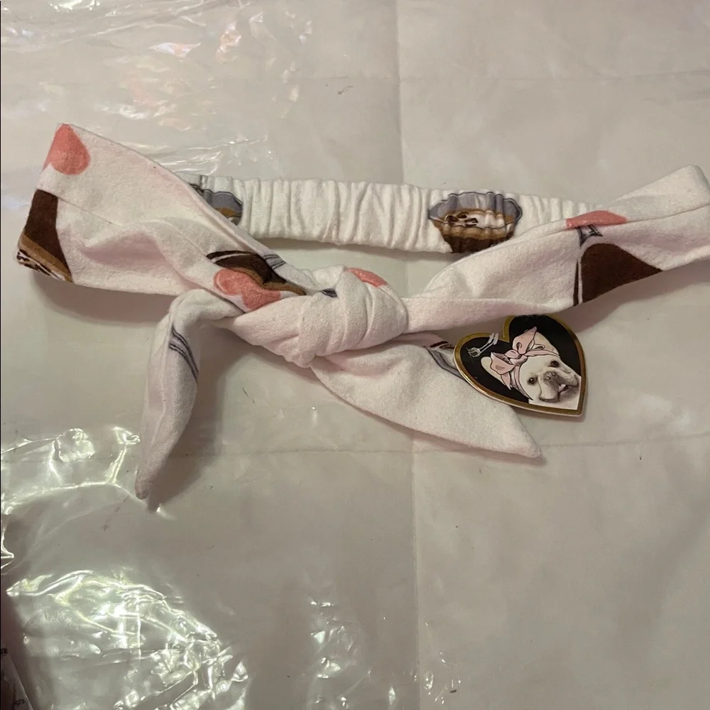 Pink and White Dog Print Headband